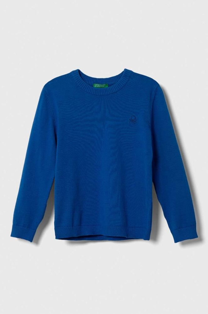 Дитячий бавовняний светр United Colors of Benetton легкий колір блакитний (3418649)