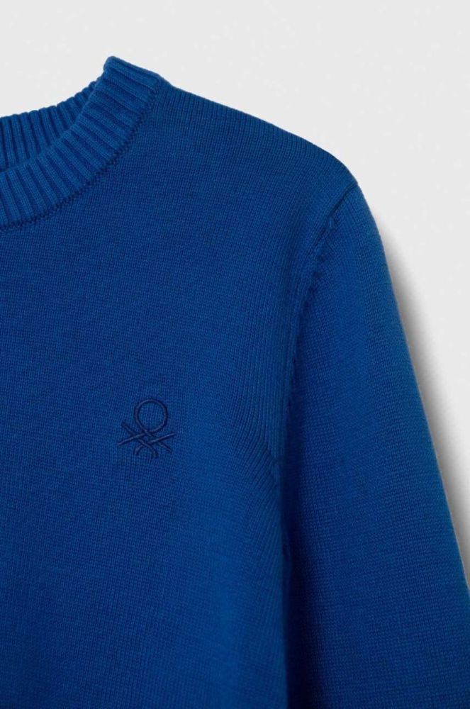 Дитячий бавовняний светр United Colors of Benetton легкий колір блакитний (3418649) фото 3