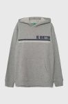 Дитяча бавовняна кофта United Colors of Benetton колір сірий з капюшоном візерунок (3390404)