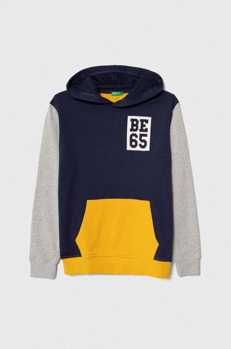 Дитяча бавовняна кофта United Colors of Benetton з капюшоном візерунок колір барвистий (3390425)