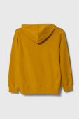 Дитяча бавовняна кофта United Colors of Benetton колір жовтий з капюшоном з принтом