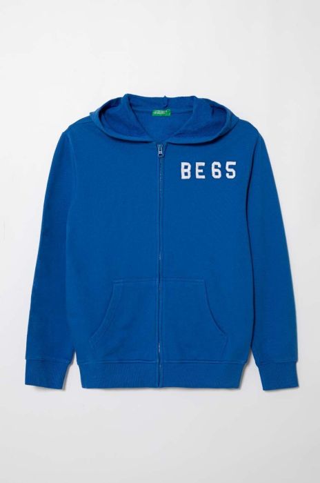 Дитяча бавовняна кофта United Colors of Benetton з капюшоном візерунок колір блакитний (3390527)