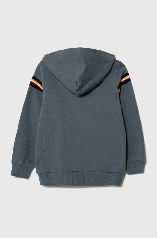 Дитяча бавовняна кофта United Colors of Benetton колір сірий з капюшоном візерунок (3393809) фото 2