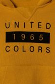 Дитяча бавовняна кофта United Colors of Benetton колір жовтий з капюшоном візерунок (3388138)