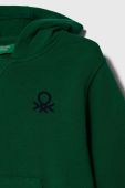 Дитяча бавовняна кофта United Colors of Benetton колір зелений з капюшоном візерунок (3388158)