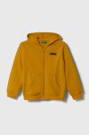 Дитяча бавовняна кофта United Colors of Benetton колір жовтий з капюшоном візерунок (3388199)