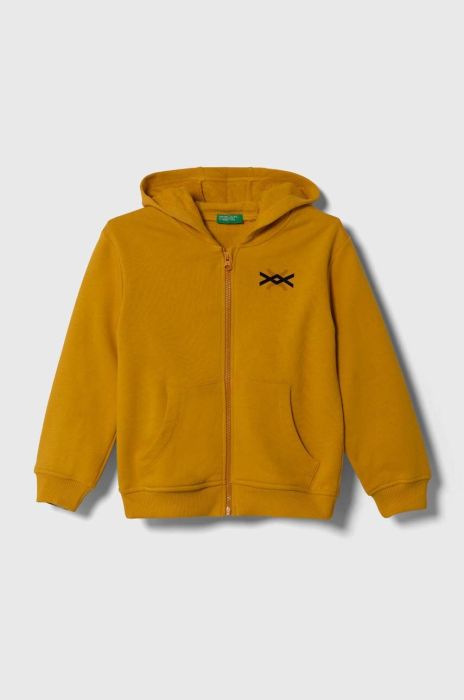 Дитяча бавовняна кофта United Colors of Benetton колір жовтий з капюшоном візерунок (3388199) Дитяча бавовняна кофта United Colors of Benetton колір жовтий з капюшоном візерунок (3388199)