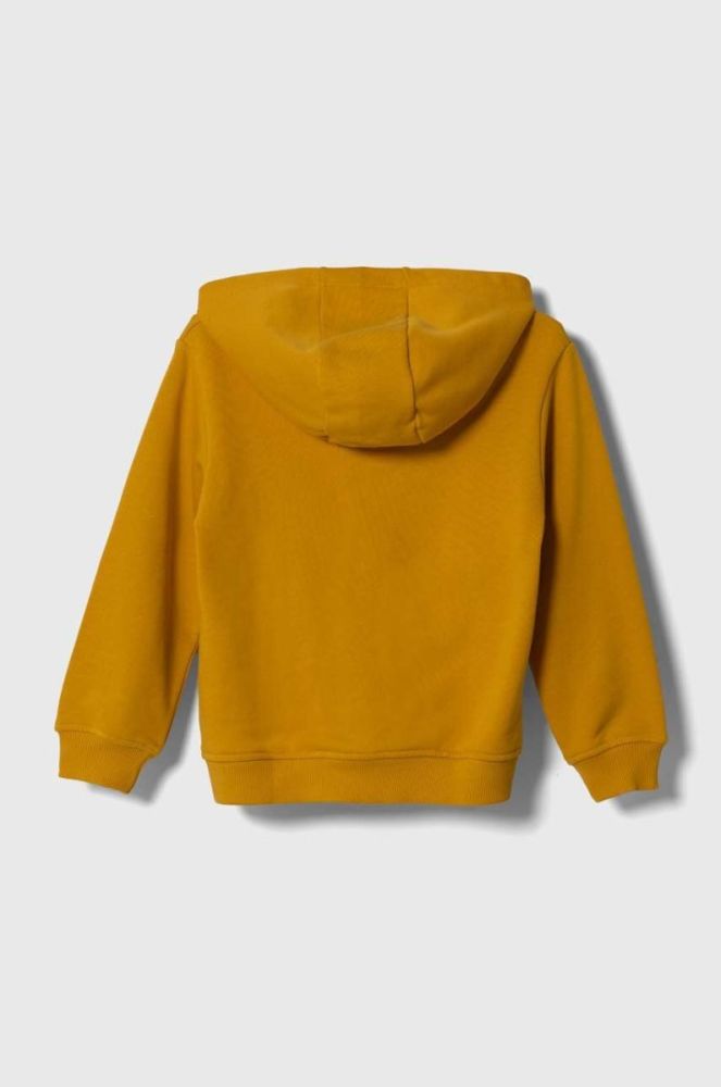 Дитяча бавовняна кофта United Colors of Benetton колір жовтий з капюшоном візерунок (3388199) фото 2