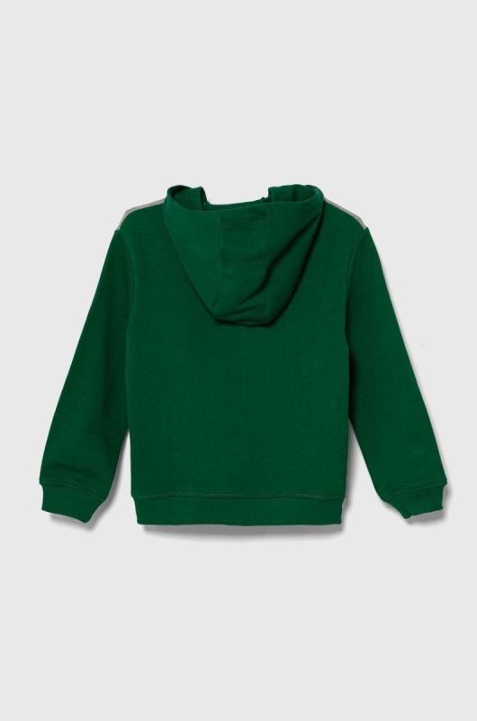 Дитяча бавовняна кофта United Colors of Benetton колір сірий з капюшоном візерунок (3388194) фото 2