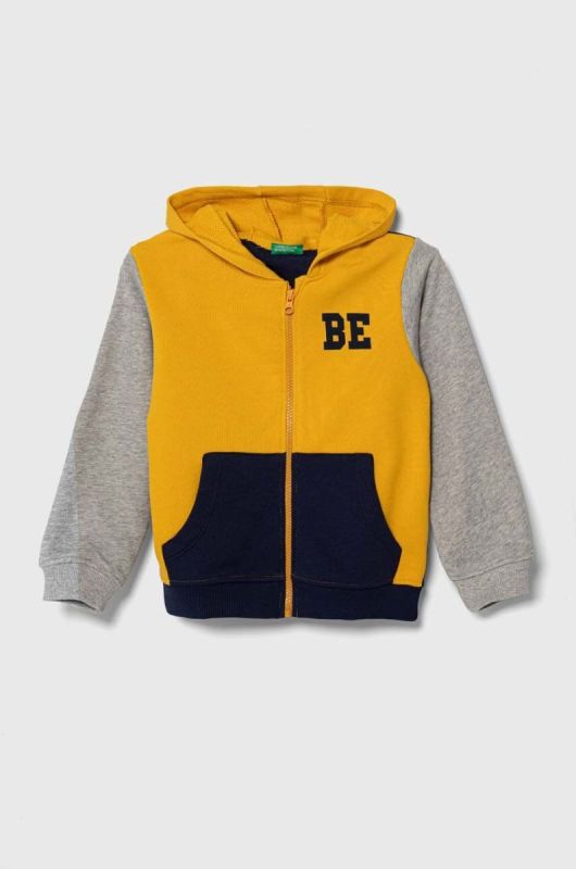 Дитяча бавовняна кофта United Colors of Benetton з капюшоном візерунок колір барвистий (3388211)