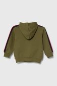 Дитяча бавовняна кофта United Colors of Benetton колір зелений з капюшоном з принтом (3393866)
