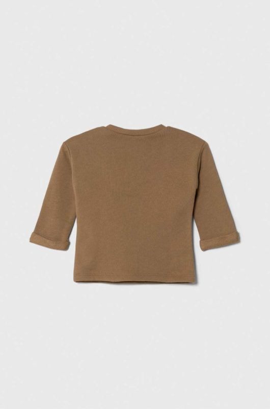 Бавовняна кофта для немовлят United Colors of Benetton колір коричневий з принтом фото 2