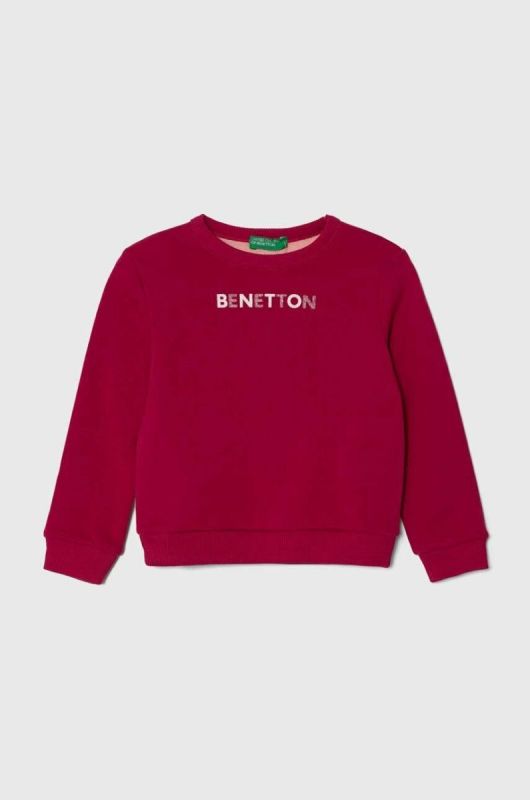 Дитяча бавовняна кофта United Colors of Benetton колір рожевий з принтом (3388263)