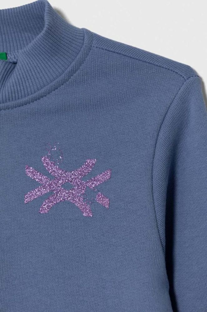 Дитяча бавовняна кофта United Colors of Benetton з принтом колір блакитний (3390667) фото 3