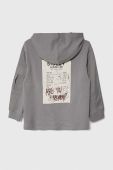 Дитяча бавовняна кофта Sisley колір сірий з капюшоном з принтом