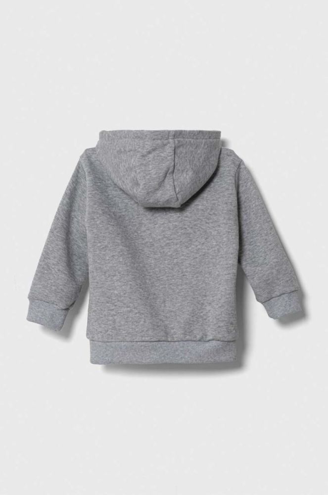 Дитяча кофта Lacoste колір сірий з капюшоном однотонна фото 2