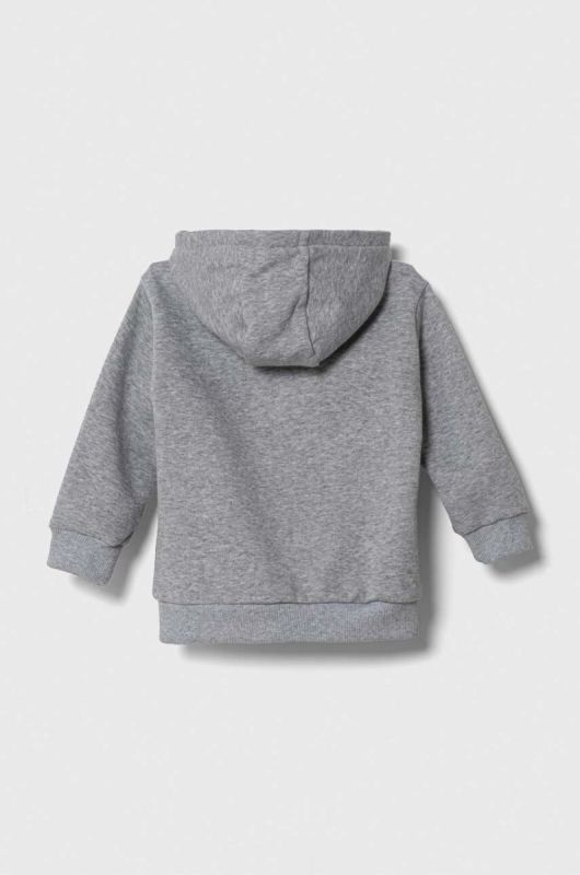Дитяча кофта Lacoste колір сірий з капюшоном однотонна фото 2