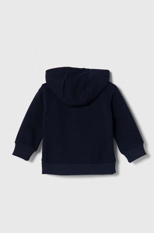 Дитяча кофта Lacoste колір синій з капюшоном однотонна фото 2