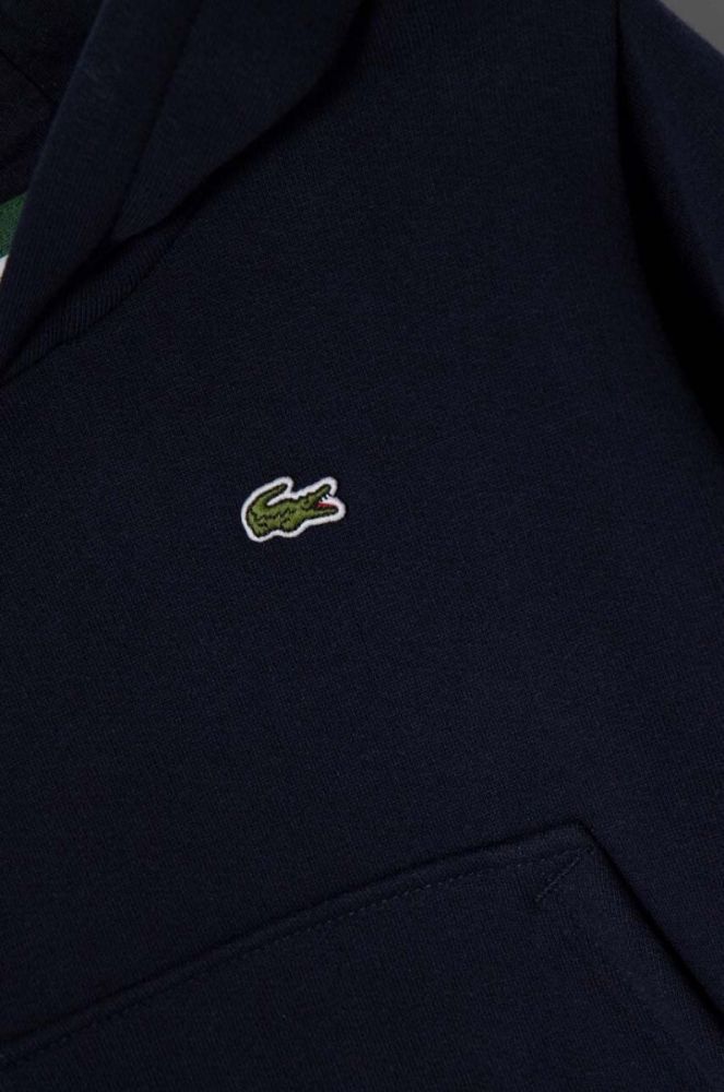 Дитяча кофта Lacoste колір синій з капюшоном однотонна фото 3