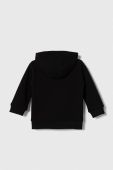 Дитяча кофта Lacoste колір чорний з капюшоном однотонна