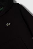 Дитяча кофта Lacoste колір чорний з капюшоном однотонна