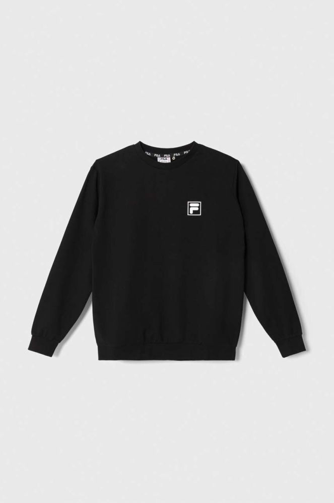 Дитяча кофта Fila BLEIALF crew sweat колір чорний з принтом