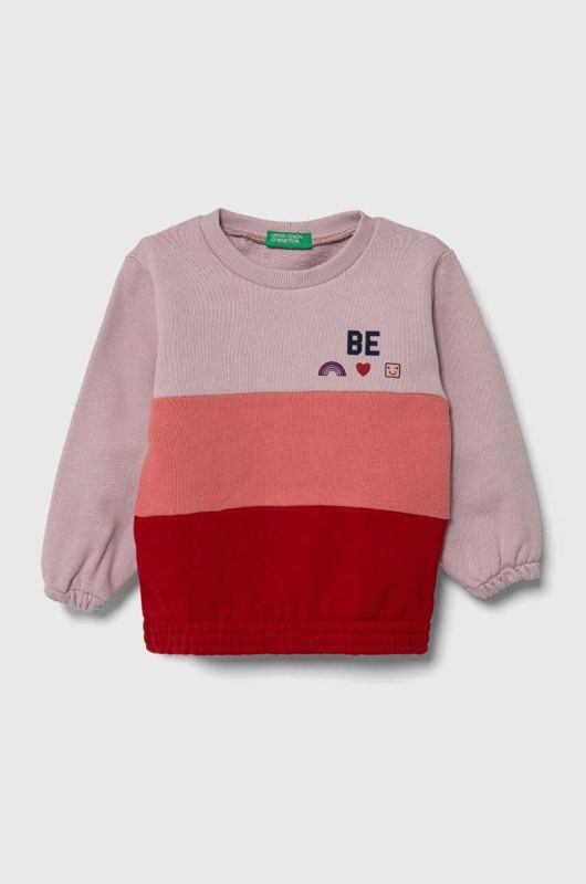 Дитяча бавовняна кофта United Colors of Benetton колір фіолетовий візерунок (3413946)