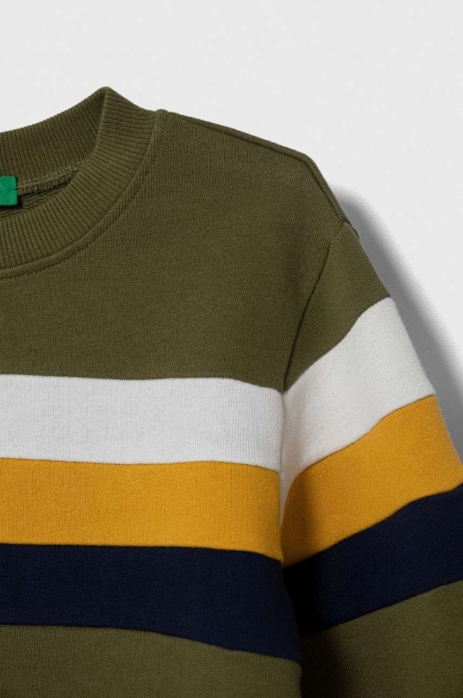 Дитяча бавовняна кофта United Colors of Benetton колір зелений візерунок (3418655) фото 3