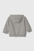 Дитяча бавовняна кофта United Colors of Benetton колір сірий з капюшоном з принтом (3470318)