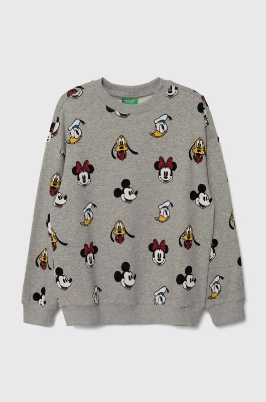 Бавовняна кофта United Colors of Benetton x Disney колір сірий візерунок (3549191)