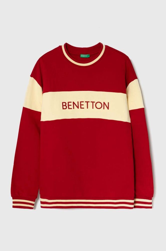 Дитяча бавовняна кофта United Colors of Benetton колір червоний візерунок