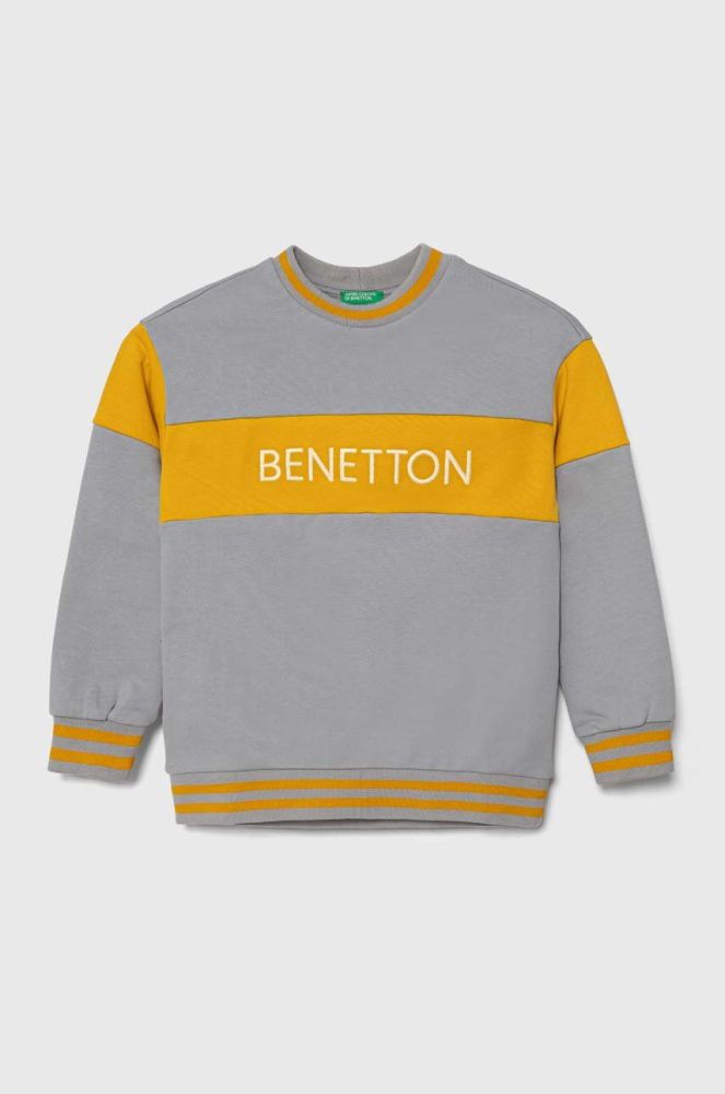 Дитяча бавовняна кофта United Colors of Benetton колір сірий візерунок (3496169)