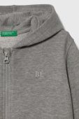Дитяча бавовняна кофта United Colors of Benetton колір сірий з капюшоном меланж