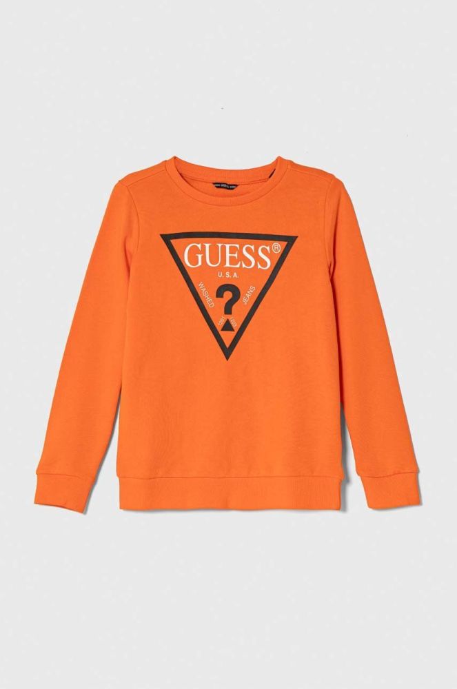 Дитяча бавовняна кофта Guess колір помаранчевий з принтом (3566875)