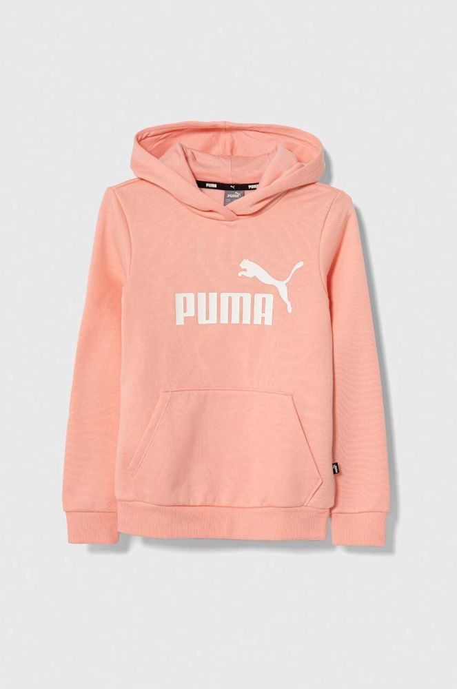 Дитяча кофта Puma ESS Logo Hoodie FL G колір рожевий з капюшоном з принтом