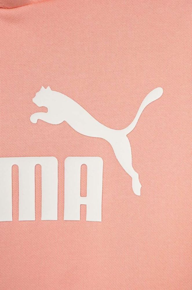Дитяча кофта Puma ESS Logo Hoodie FL G колір рожевий з капюшоном з принтом фото 3