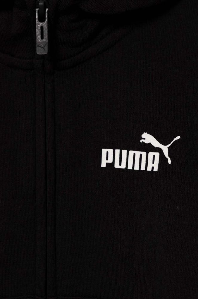 Дитяча кофта Puma ESS Small Logo Full-Zip Hoodie TR G колір чорний з капюшоном однотонна фото 3