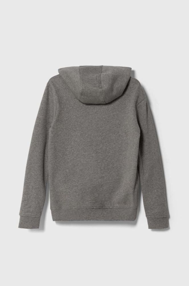 Дитяча кофта Quiksilver BIG LOGO SNOW OTLR колір сірий з капюшоном з принтом фото 2