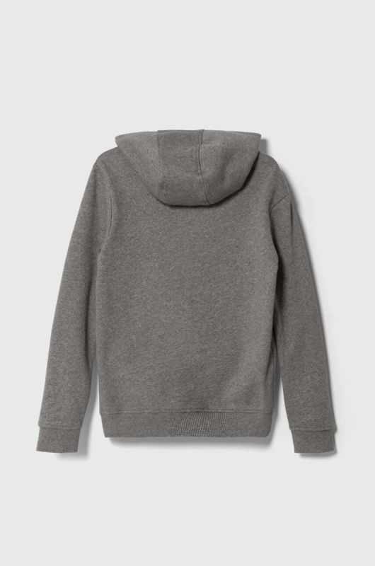 Дитяча кофта Quiksilver BIG LOGO SNOW OTLR колір сірий з капюшоном з принтом фото 2