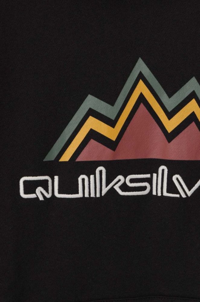 Дитяча кофта Quiksilver BIG LOGO SNOW OTLR колір чорний з капюшоном з принтом фото 3