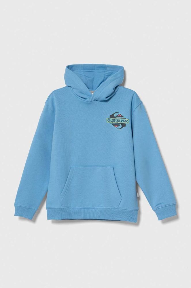 Дитяча кофта Quiksilver GRAPHICHOODIE OTLR з капюшоном з принтом колір блакитний