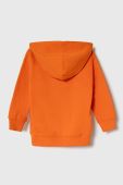 Дитяча бавовняна кофта United Colors of Benetton колір помаранчевий з капюшоном з принтом (3683603)