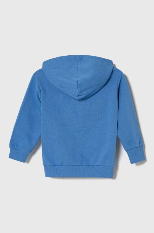 Дитяча бавовняна кофта United Colors of Benetton з капюшоном з принтом колір блакитний (3683609) фото 2