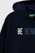 Дитяча кофта United Colors of Benetton колір синій з капюшоном з принтом