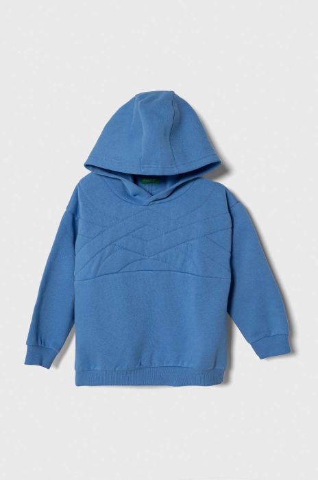 Дитяча кофта United Colors of Benetton з капюшоном однотонна колір блакитний (3637948)