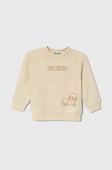 Дитяча бавовняна кофта United Colors of Benetton колір бежевий з принтом (3650404)