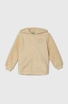 Дитяча кофта United Colors of Benetton колір бежевий з капюшоном з аплікацією