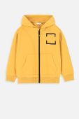 Дитяча бавовняна кофта Coccodrillo колір жовтий з капюшоном однотонна