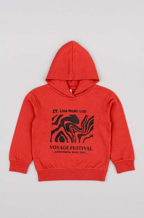 Дитяча кофта zippy колір червоний з капюшоном з принтом (3609210)