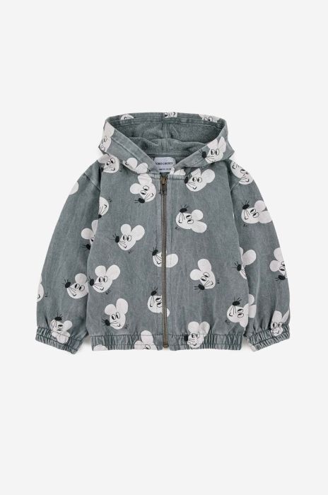 Кофта для немовлят Bobo Choses колір сірий з капюшоном візерунок